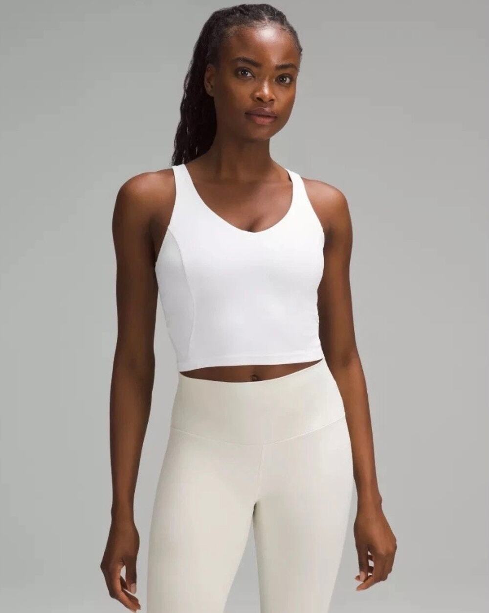 Lululemon Align Crop White Tank 10 Built in bra yoga Pilates core ballet core